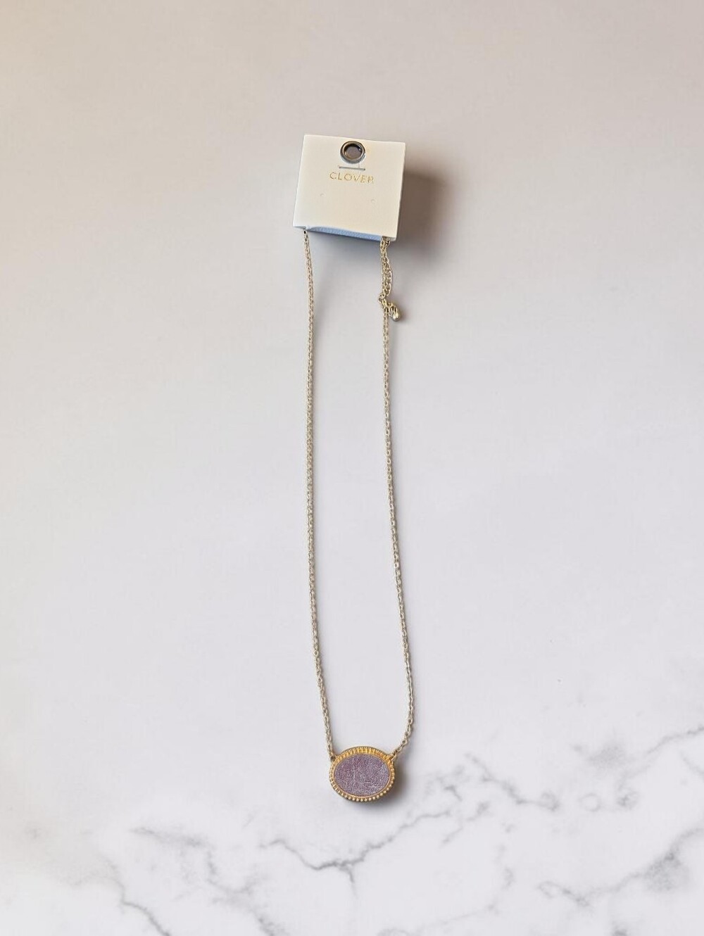 Clover Gold-Tone Necklace with Metallic Pendant